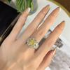 Luxury Women'sv Yellow CZ Crystal Stone Ring for Women Party Elegant Lady Finger Anniversary Gift  Sterling Silver