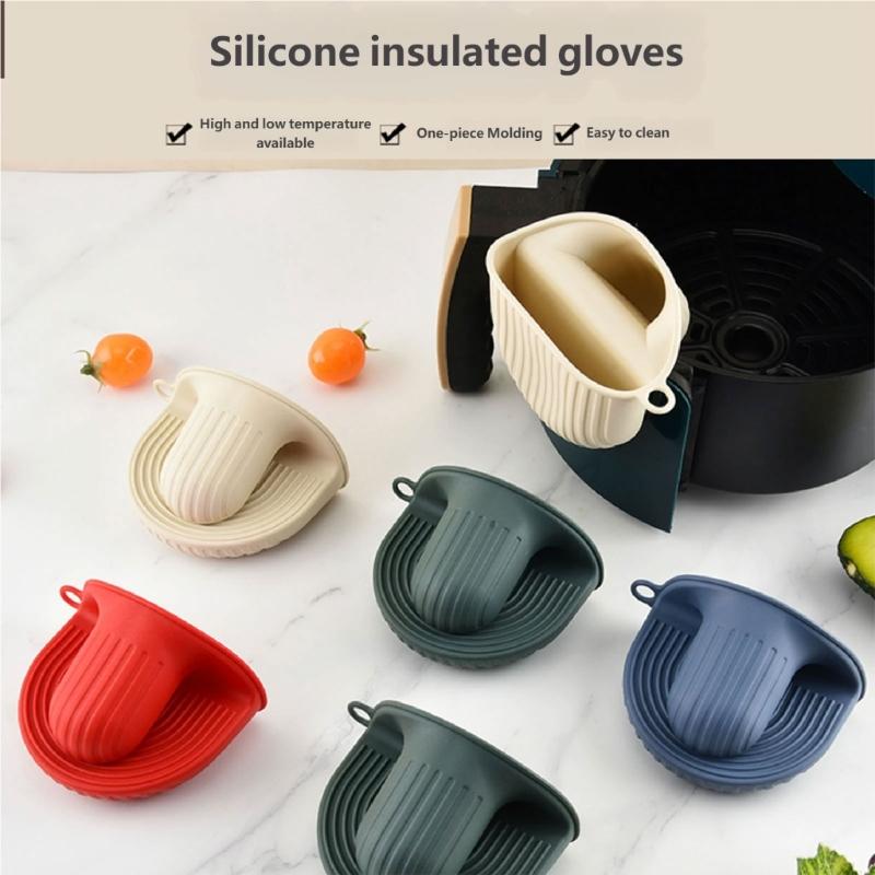 Set mit 2 ergonomischen Küchenhandschuhen, Silikon-Ofenhandschuhe, hitzebeständig, zum sicheren Entnehmen heißer Teller aus der Mikrowelle