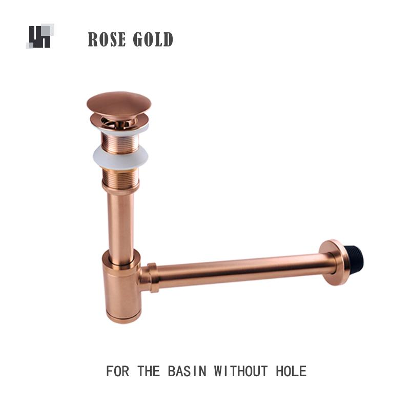 Badezimmer Siphon Spülbecken Abflussrohr Messing Geruchsverschluss Abfallflasche Trap Schwarz Gebürstet Gold Chrom Pop-Up Abflussstopfen Roségold