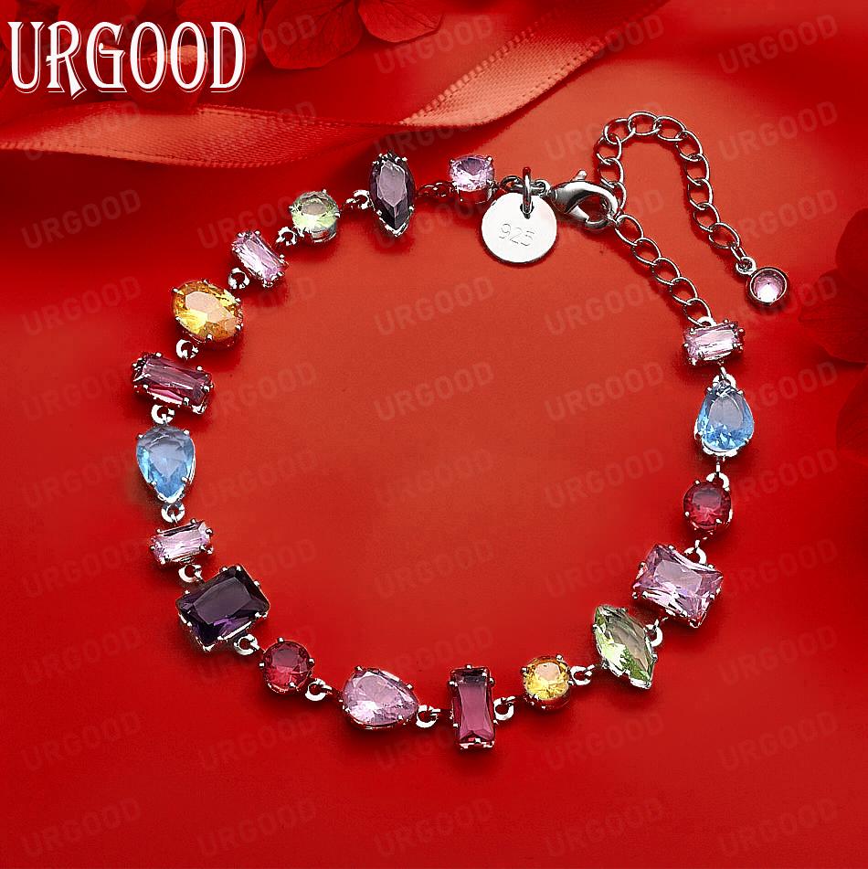 925 Sterling Silver AAA Zircon Side Chain Exquisite Bracelet Gift Jewelry 20CM