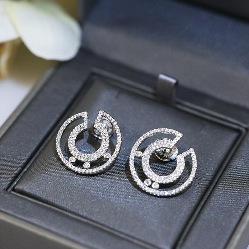 

Musla Hot New Pure 925 Sterling Silver Jewelry Snowflake Earrings Luxury Design Wedding Fashion Party Silver Diamond Earrings Яскраво-рожевий