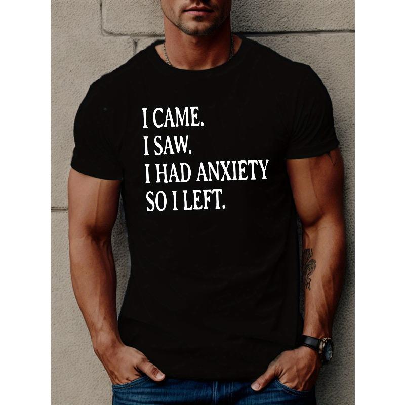 Herren Sommer T-Shirt mit kurzen Ärmeln mit 'I HAD ANXIETY', Rundhalsausschnitt, Lockere Passform, Oversized