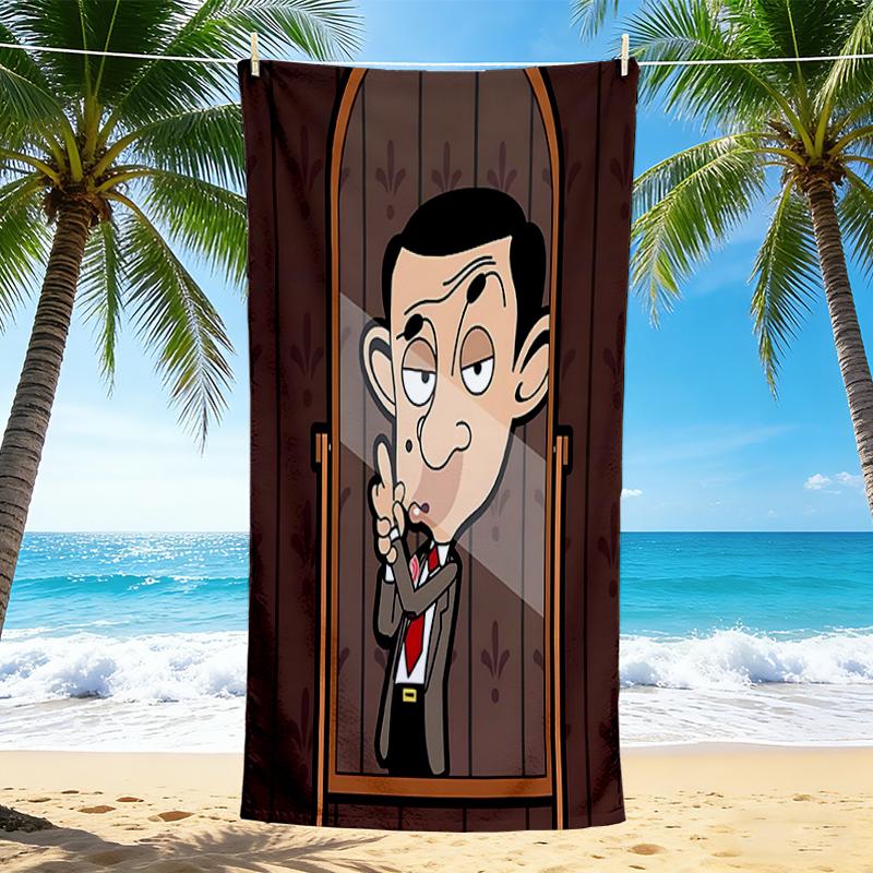 1Pc Mr Bean'S Mirror Moment Beach Towel, Quick Dry, Multi-Use for Beach Pool Gym Yoga Home Travel, Christmas, Halloween, Xmas Gift M929379