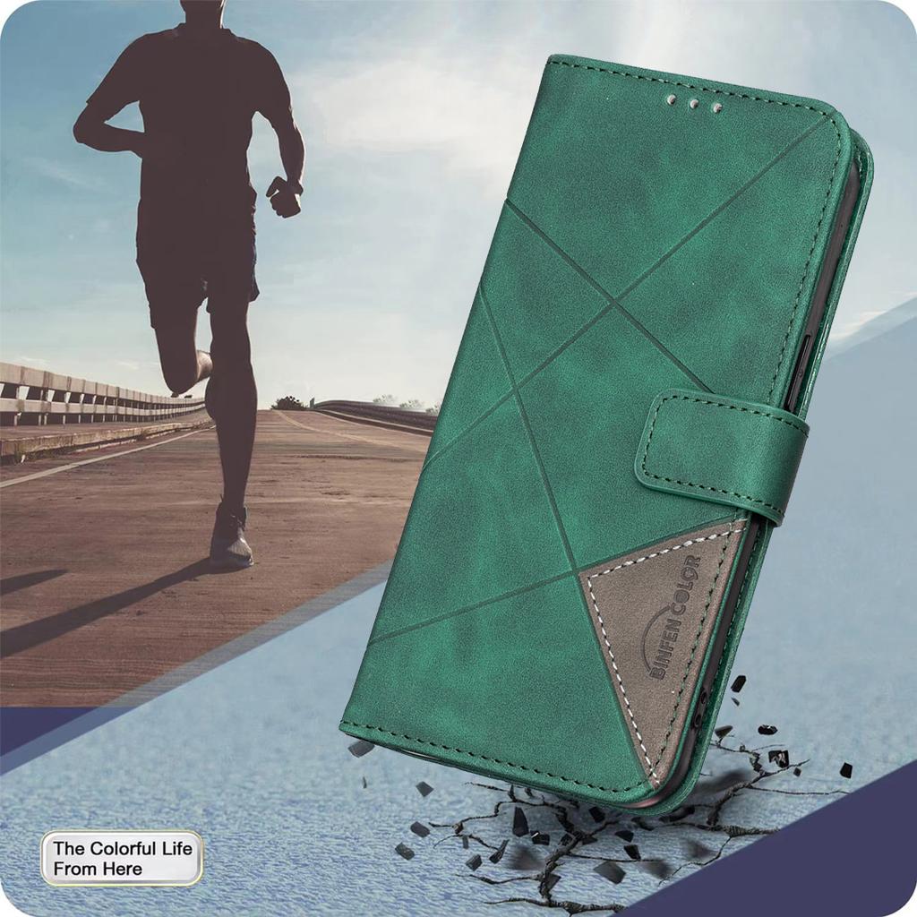 BINFEN COLOR For TECNO Camon 40 Pro 4G Phone Case Wallet Stand Geometry Imprinted Leather Cover