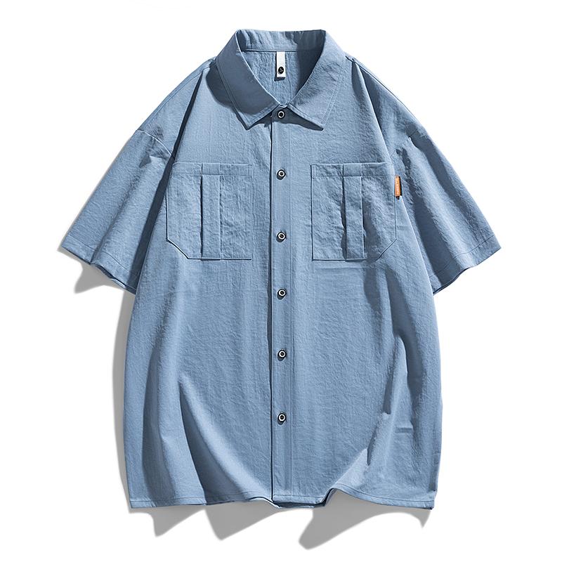 

Men Shirt Short Sleeve Stripe Summer Hip Hop Oversize 6XL 7XL 8XL Plus Size Casual Plaid Streetwear Loose Pocket Shirt 8XL синій