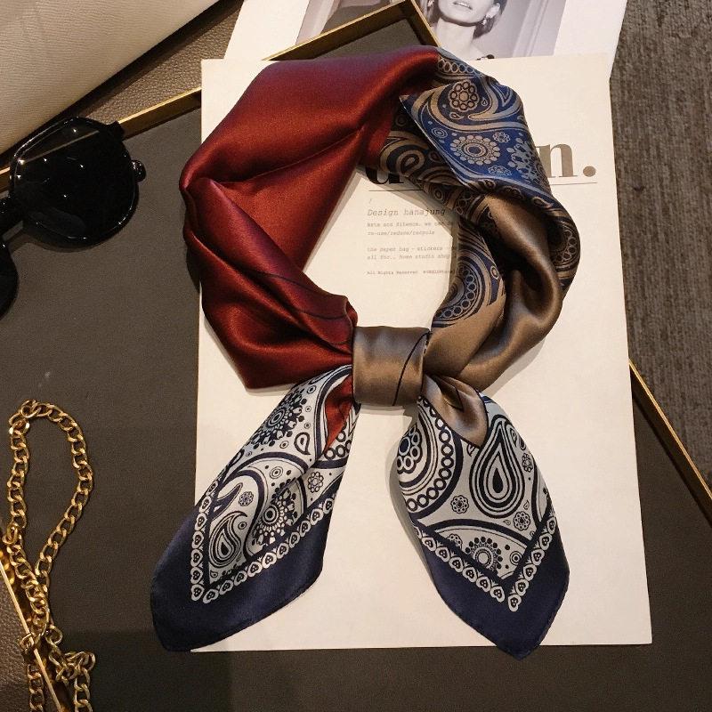 Hangzhou silk 111 mulberry silk scarf Nordic simple striped silk scarf women's 71cm square scarf scarf shawl