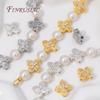 2/4pcs 18K Gold Plated Zircon Flower Beads For Creating Jewelry Making,Metal Separator Beads,DIY Bracelets Necklaces Accessories
