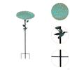 Bird Feeder Bath for Outdoor Ornament Flower Shape Bowl with Stake Garden Metal