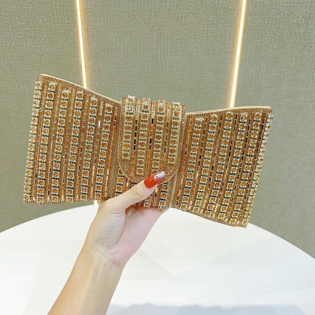 Vintage Diamond Evening Bags Luxury Chain Bow Shoulder Crossbody Bags Ladies Party Wedding Purse Handbags
