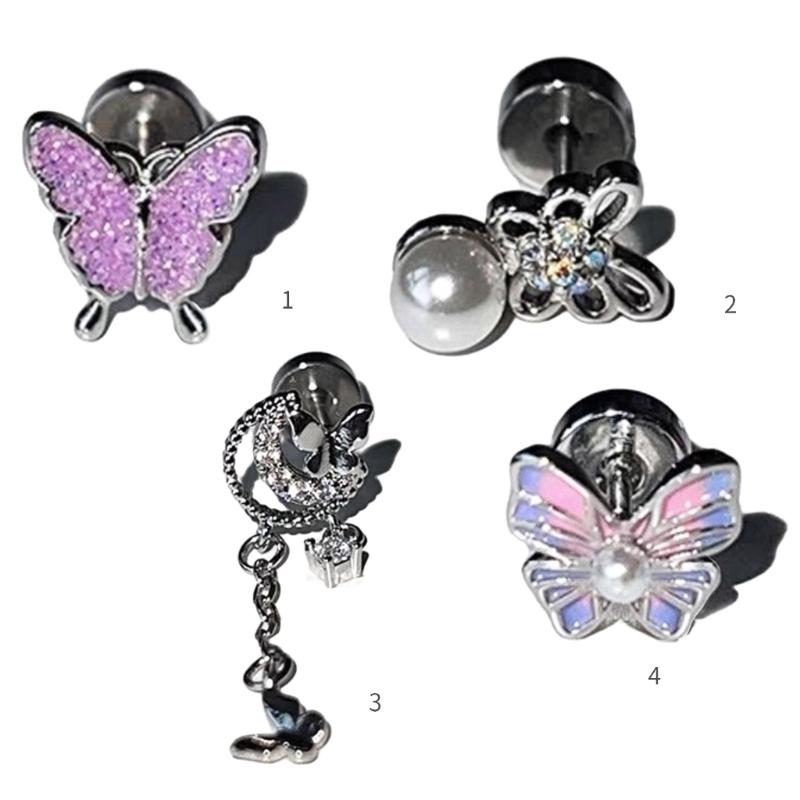 Y2K Ear Pins Butterfly Shaped Party Jewelry Gift Studs Earrings Ear Studs Alloy Material Party Jewelry for Women Girls