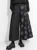 2025 Autumn Asymmetrical Wide-Leg Retro Patchwork Culottes: Women's Casual Dark Style