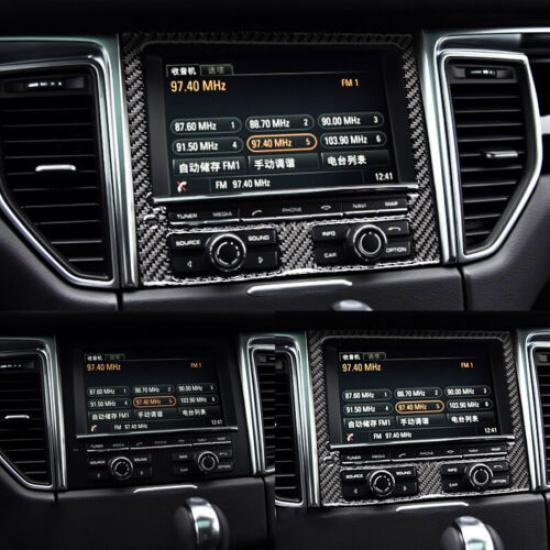 Soft Carbon Fiber Car Front GPS Navigation Frame Cover For Macan 14 15 16 17 18