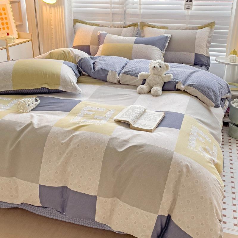 Vierteiliges Set aus Bettwäsche aus reiner Baumwolle, Bettbezug, Bettwäsche, dreiteiliges Bettlaken-Set für den Schlafsaal