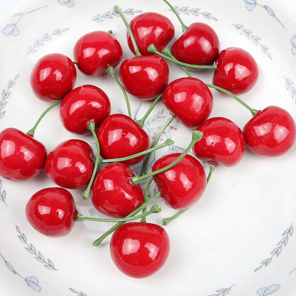 50pcs Artificial Cherries Bubble Cherry Fruits Wedding Home Decoration Photography Props