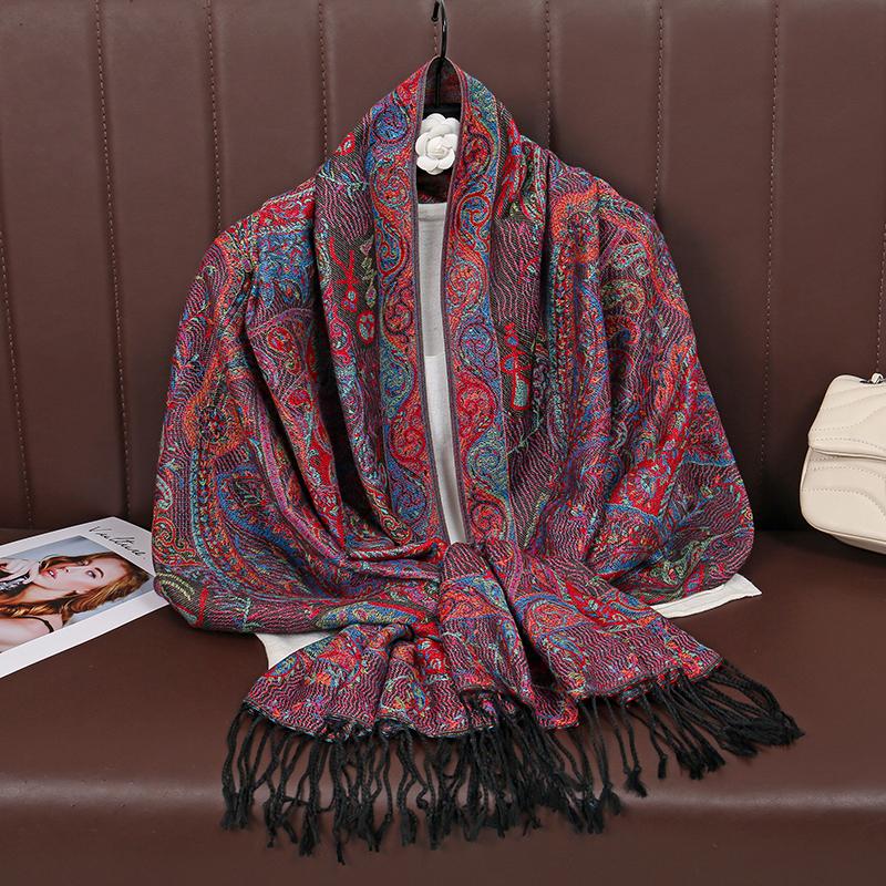 Retro Jacquard Paisley Hijab Cachecol Cotton Viscose Women Muslim Hijab Shawls Long Size Long Wraps Maders Moda Settlement