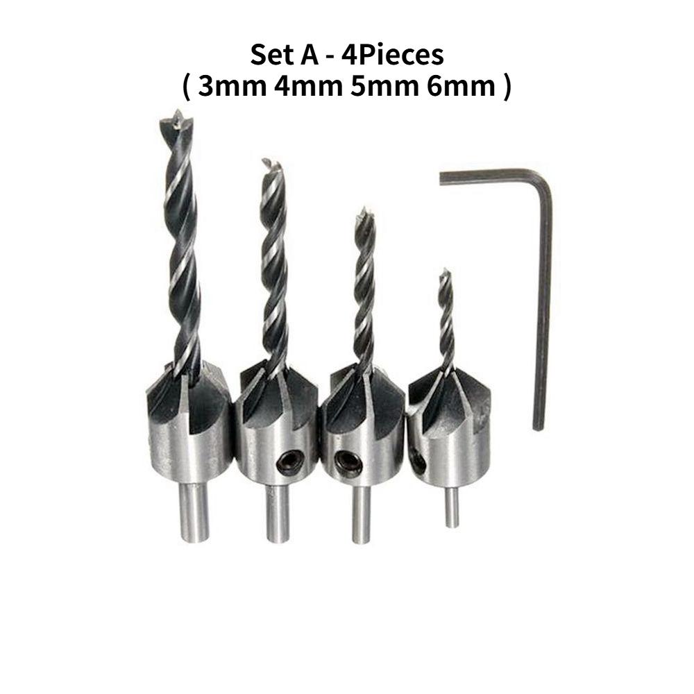 

3mm 4mm 5mm 6mm 7mm 8mm 10mm HSS 5Flute Countersink Drill Bit Set Drilling Pilot Holes for Carpentry Reamer Woodworking Chamfer