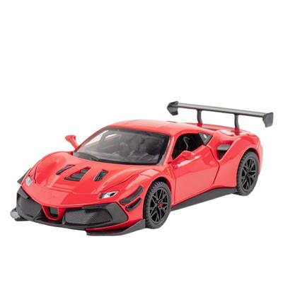 Modello di auto sportiva Ferrari 488 in scala 1/32, in lega pressofusa, veicoli giocattolo con suono e luce, modelli pull back, decorazione, regali di compleanno per ragazzi