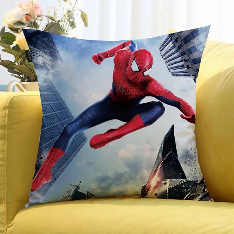 Federa Cuscino con Stampa di Figure Anime Marvel's Spider Man Cartone Animato Decorativa per Divano Casa Stampa Double-sided Federa Cuscino Carina