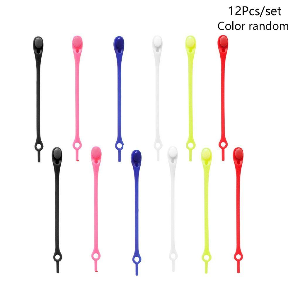 12Pcs/set Solid Color Stretch Shoelace Silicone Lazy People's Shoe Strap Durable Sneakers Laces