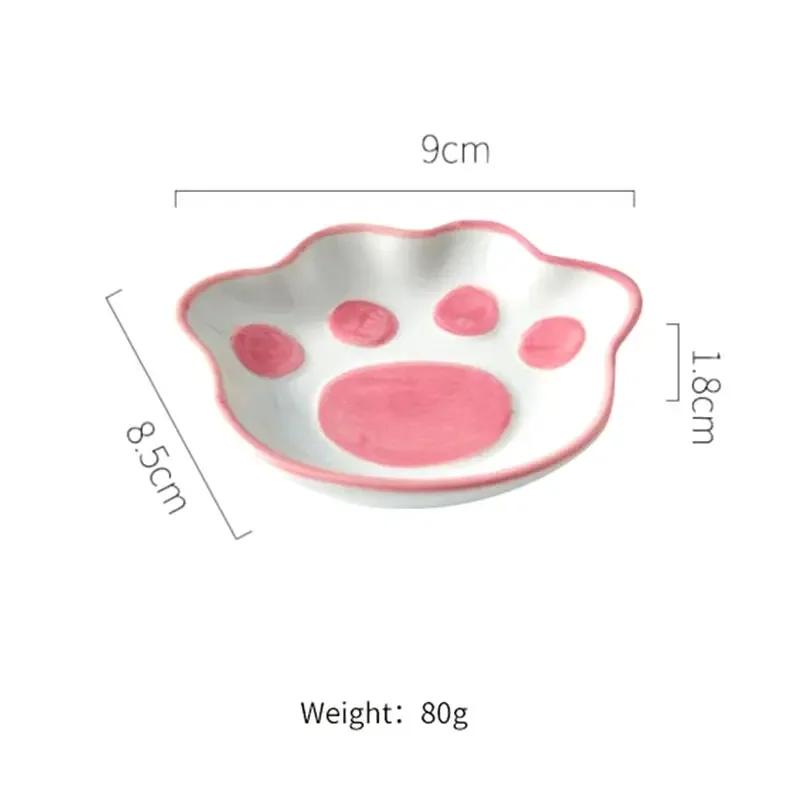 2023 Japanese Cute Cat's Paw Taste Dish Ceramic Cartoon Dessert Plate Soy Fruit Sauce Dish Seasoning Bowl Household Dip Dishes