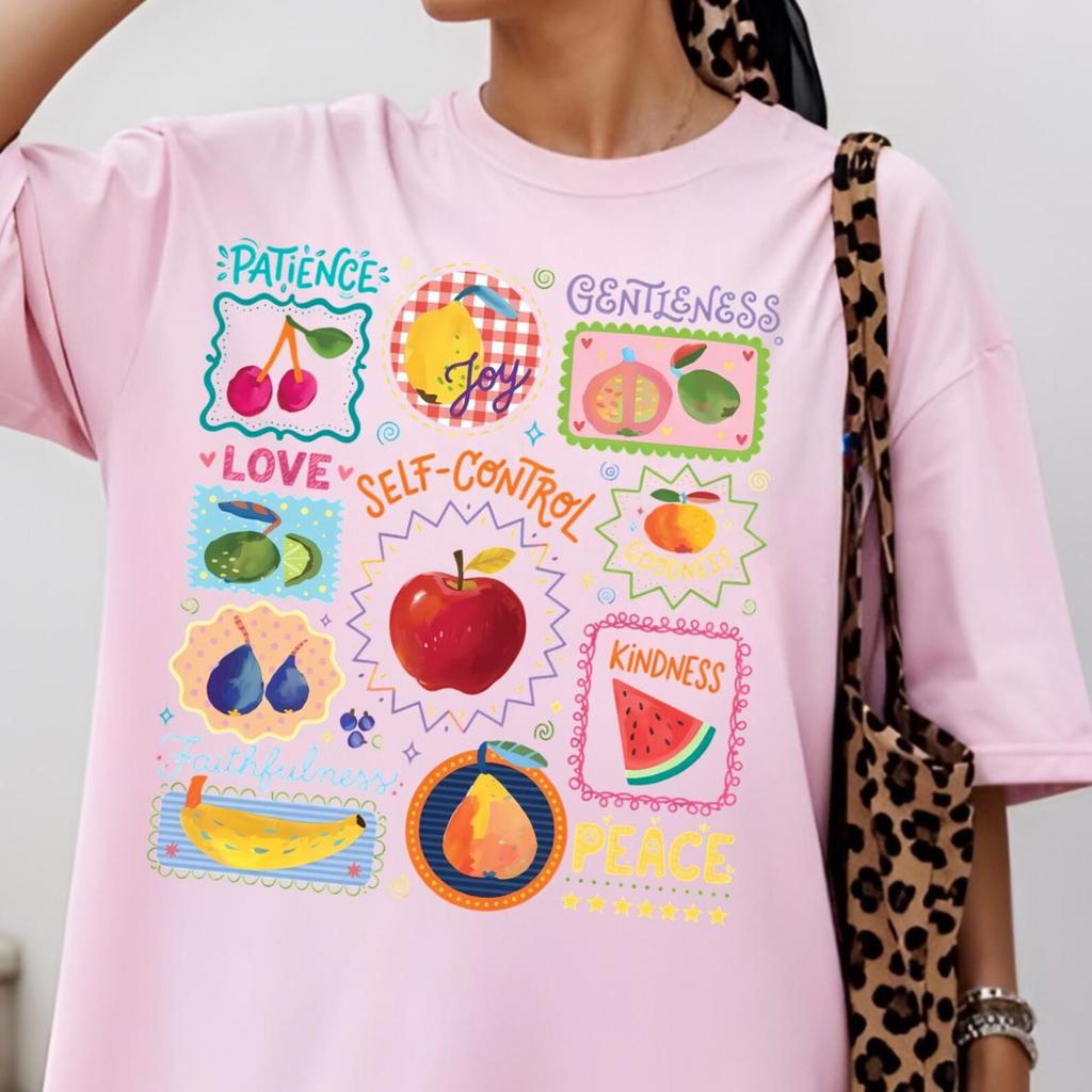 Fruit Of The Spirit Summer Fruit Stamp, Christian Fruit Stamp Shirt, Bible Verse Tee, Christian Affirmation Bible, Farmer's Jesus Faith Tee
