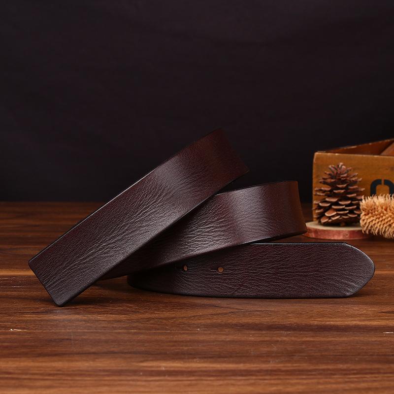 Headless Belt Men'S Genuine Leather First Layer Cowhide Belt Strip Trend No Buckle Smooth Buckle Belt Plate Buckle Belt No Buckle Head