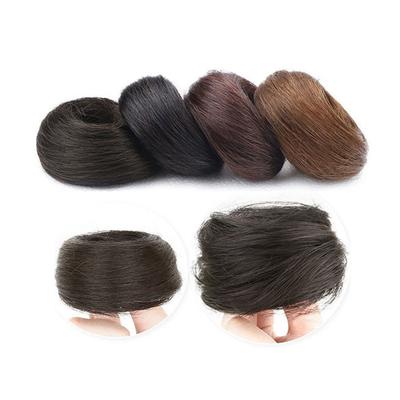 Women Girls Hair Tie Braiding Styling Fluffy Wig Loop Invisible Seamless Bun Natural Synthetic Hair Ring Hair Diy Decoration