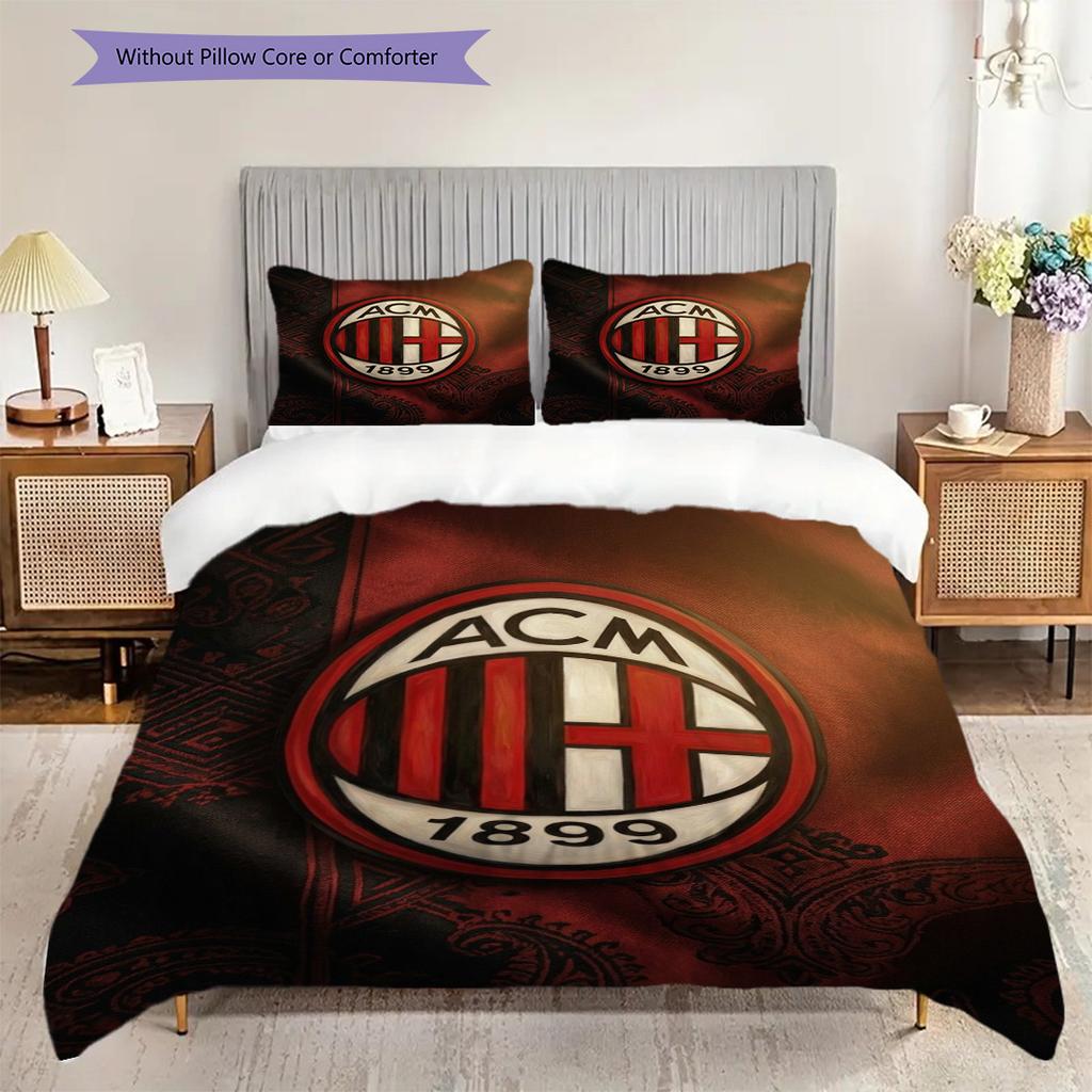 AC Milan Legacy: Passion Field Three-piece set (1 * duvet cover + 2 * pillowcase, without core) Bedding set Duvet cover and pillowcase