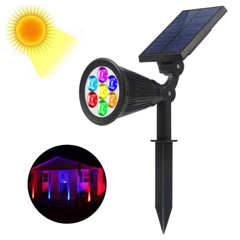 Led Solar Spotlight 7 Color Changing 180 Degree Adjustable Outdoor Garden Landscape Decorative Light