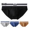 Men Briefs Mid-rise Elastic Waistband Breathable Color Matching Slim Fit Underwear with 3D Pouch Design Daily Wear