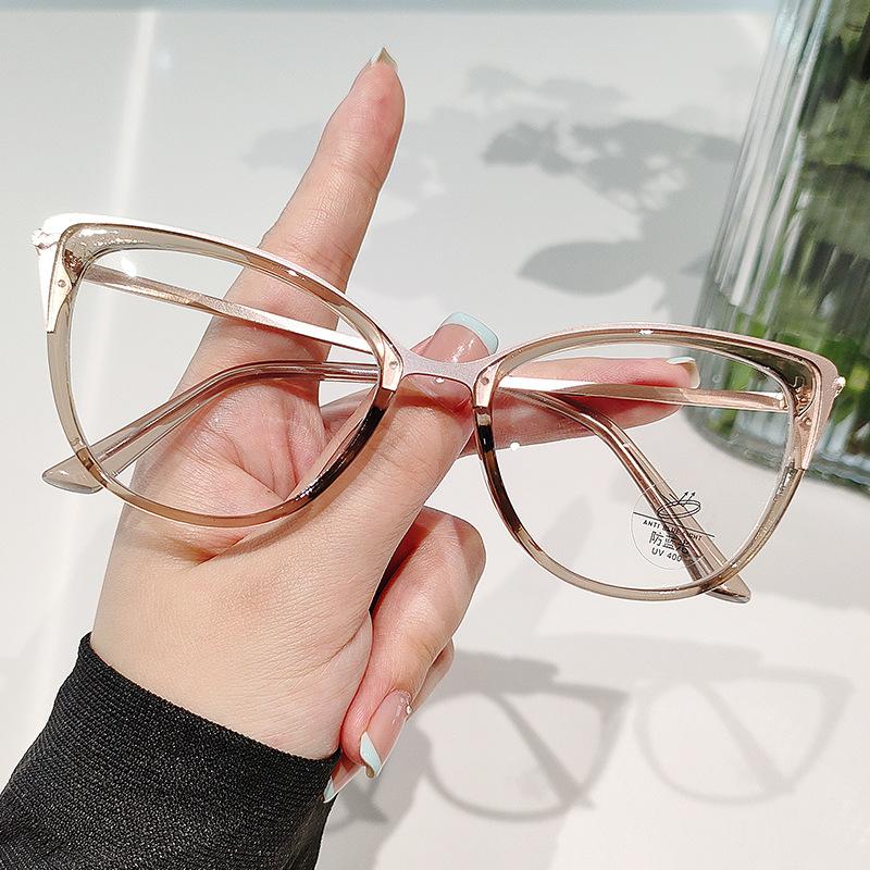 Retro Cat Eye Reading Glasses For Women Anti Blue Light Concave Metal Frame Fashion Glasses 5027