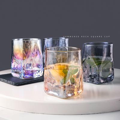 2 szt. Tłuczone Szklanki do Whisky Tęczowe, Ciężkie Szklanki do Wody, Kubki na Wodę, Szklanki do Soków, Kieliszki do Wina Zestaw 2 szt.
