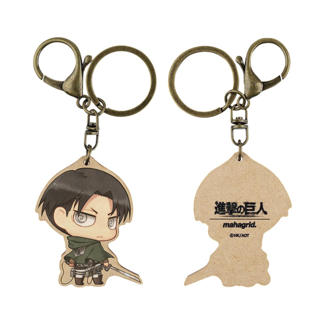 Mahagrid x Attack On Titan AOT Character Wood Keyring Levi ONE SIZE