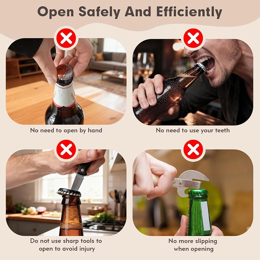 Cute Penguin Magnetic Bottle Opener - Automatic Pop-Top Opener for Most Beer & Soda Cans, Strong Magnet for Home Bar Camping