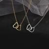 18K Gold Korean Love Double Ring Titanium Steel Necklace - Simple Luxury Clavicle Chain for Women