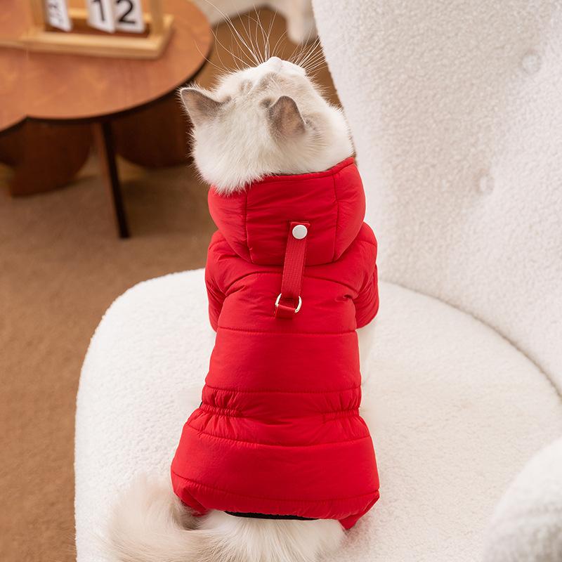 Cat clothes are warm infour-legged clothes ar adult cats and kittens, anti-break-free, traceable cotton-padded clothes, pet autumn and winter clothing