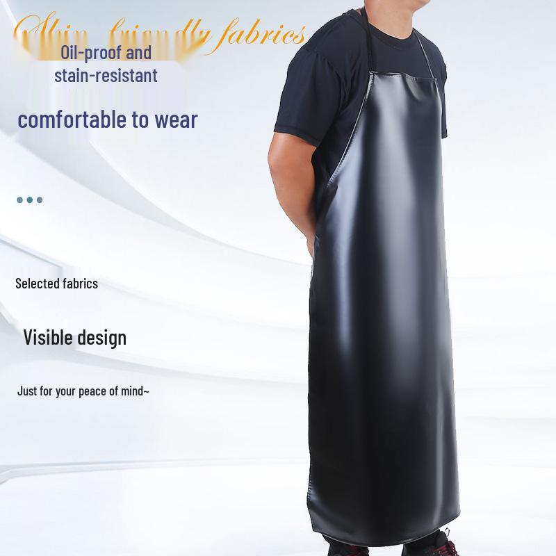 Wasserdichte & Ölbeständige PU-Lederschürze - Extra-Lang, Verdickt, Nackenaufhängung, Taillenbindung für Küche & Arbeitsschutz