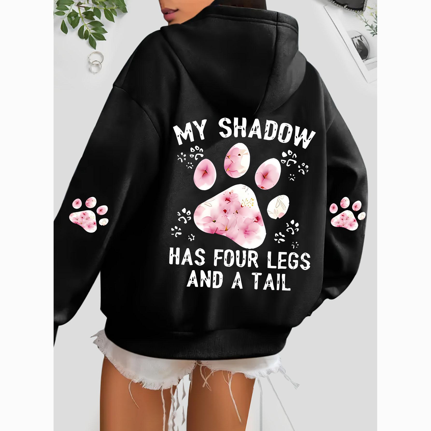 

Autumn Women s Loose Casual Fashion Printed Hooded Sweatshirt XS чорний