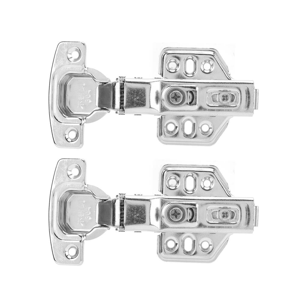 2Pcs Cabinet Hinges Stainless Steel 2.0mm Thick Thicken Base Electroplating Bright Wardrobe Hinge for Kitchen Bathroom