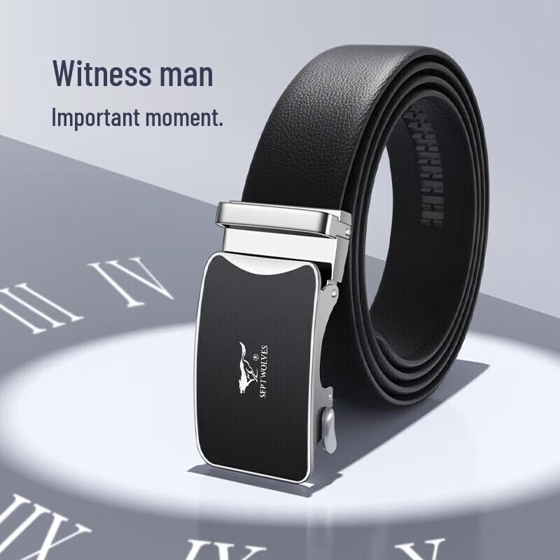Septwolves Men s Top-Grain Leather Automatic Buckle Belt 120cm