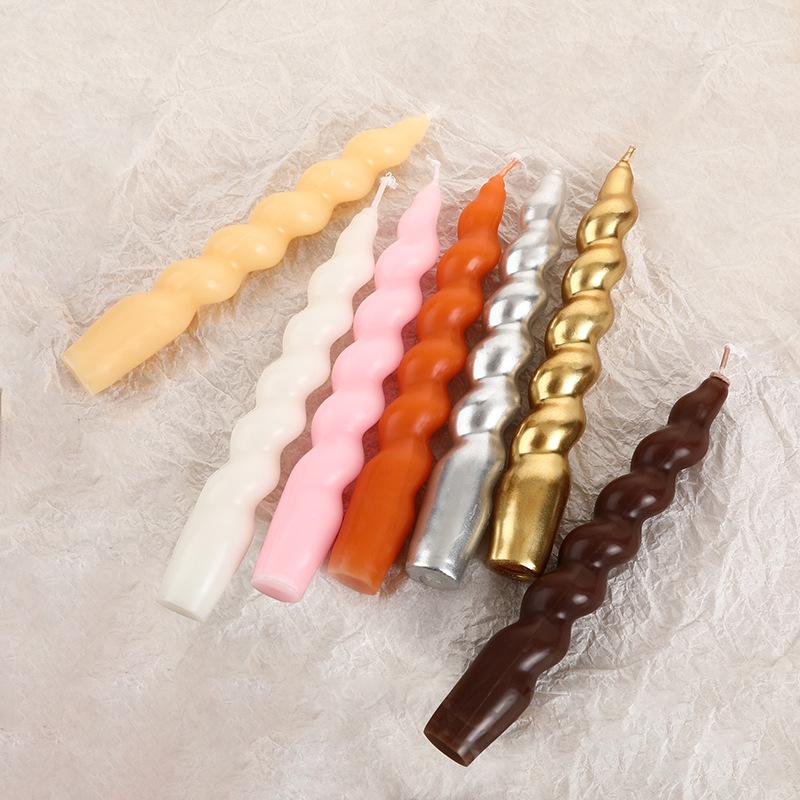 Classic Handmade Colorful Threaded Candles for Home Hotel Wedding Odorless Long Small Candles