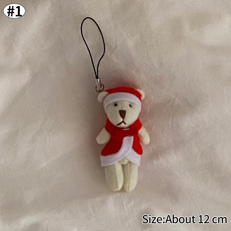 Cute Bear Xmas Bag Hanging Pendent Handmade New Year Creative Christmas Eve Party Gift Plush Bear Christmas Tree Keychain Decor