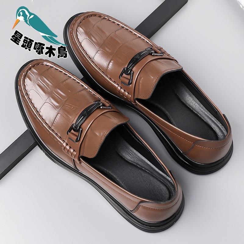 Spring Men's Leather Shoes Business Dress Commuter Work Shoes Men's Suit Groom Knot Leather Shoes