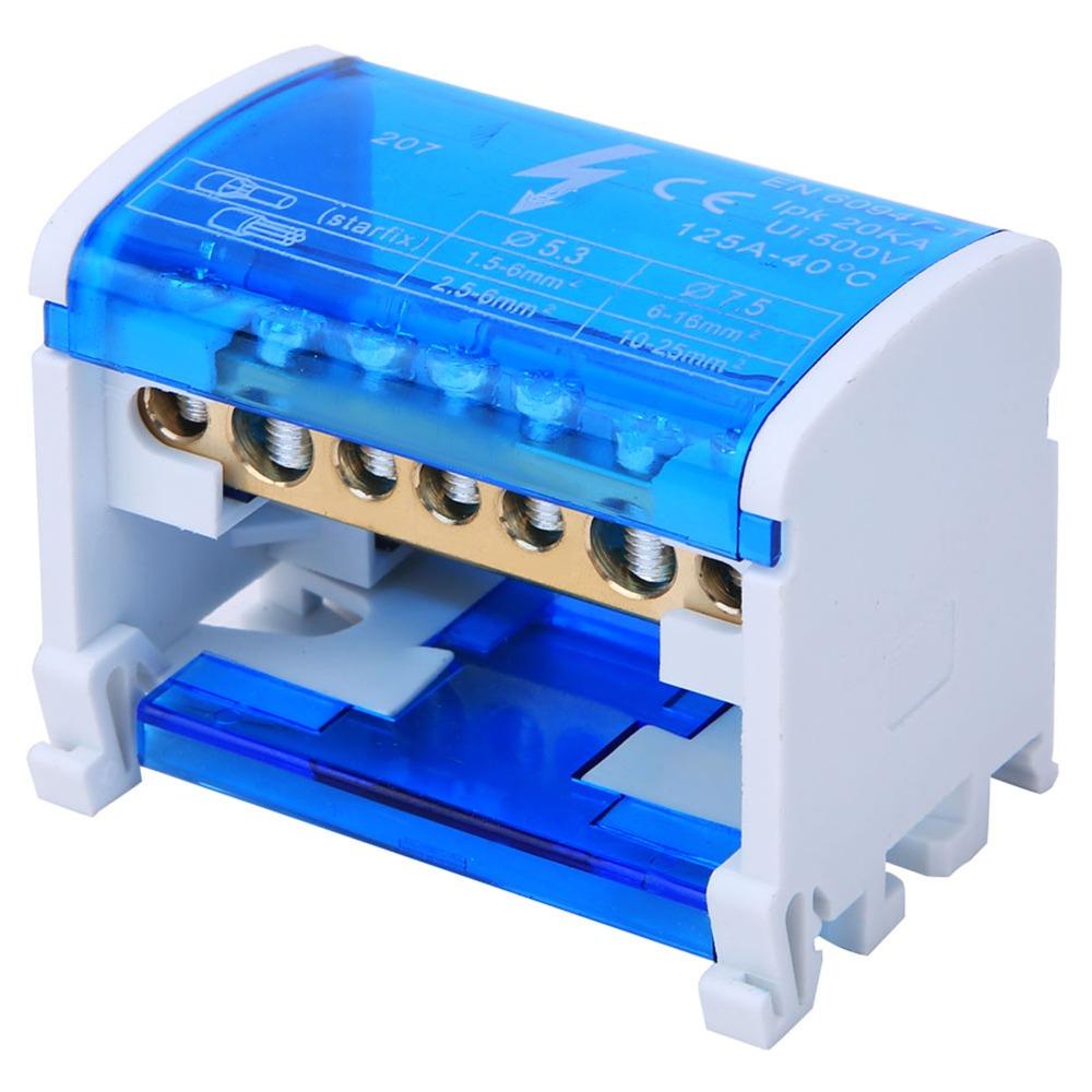 207 Terminal Distribution Box Single Phase 125A Din Rail Terminal Block Distribution Box with Dust Cover 2-Level