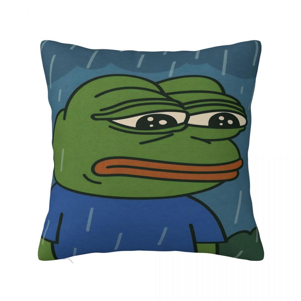 Sad P-Pepe Frog Meme Pillow Case Vintage Pillow Cover Soft Custom Diy Cushion Cover Pillowcases For Living Room Chair
