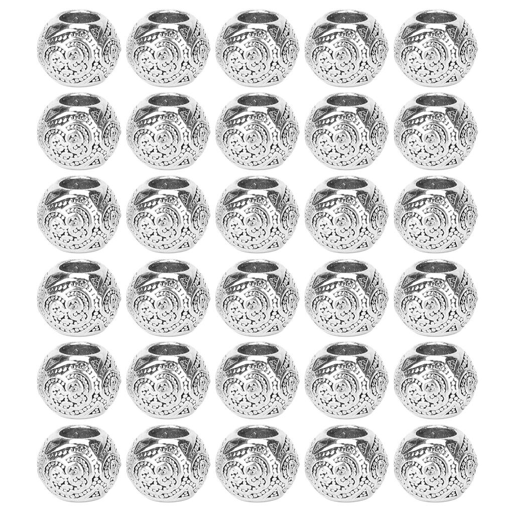 30pcs Hair Braiding Beads Alloy Silver Beard Jewelry Decoration Dreadlocks DIY Bracelet Necklace Accessories
