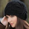 1pc Handmade Crochet Flower Knit Beanie Hat for Women, Warm Winter Slouchy Cap