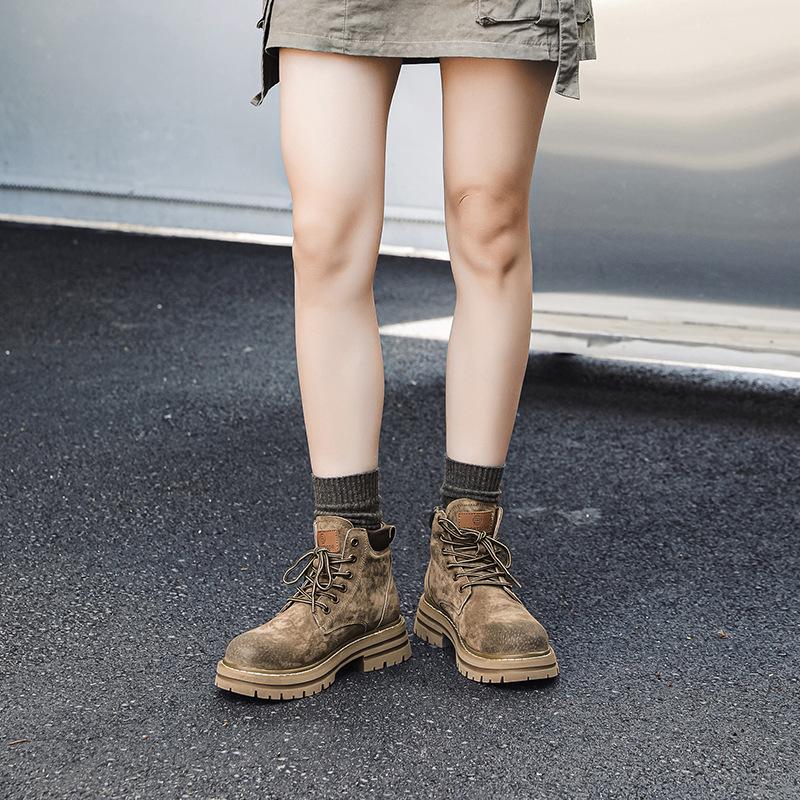 American Retro Martin Boots Men's and Women's 2025 Winter Velvet Platform Couple Tooling Boots Trendy shoes-J