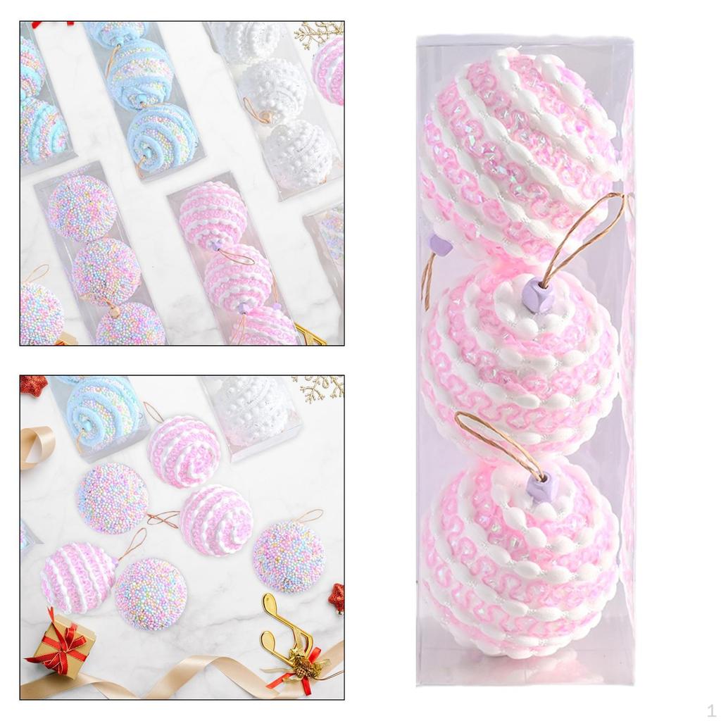 3 Pieces Christmas Ball Ornaments Decorations Pendants DIY Tree Hanging Balls for Festive