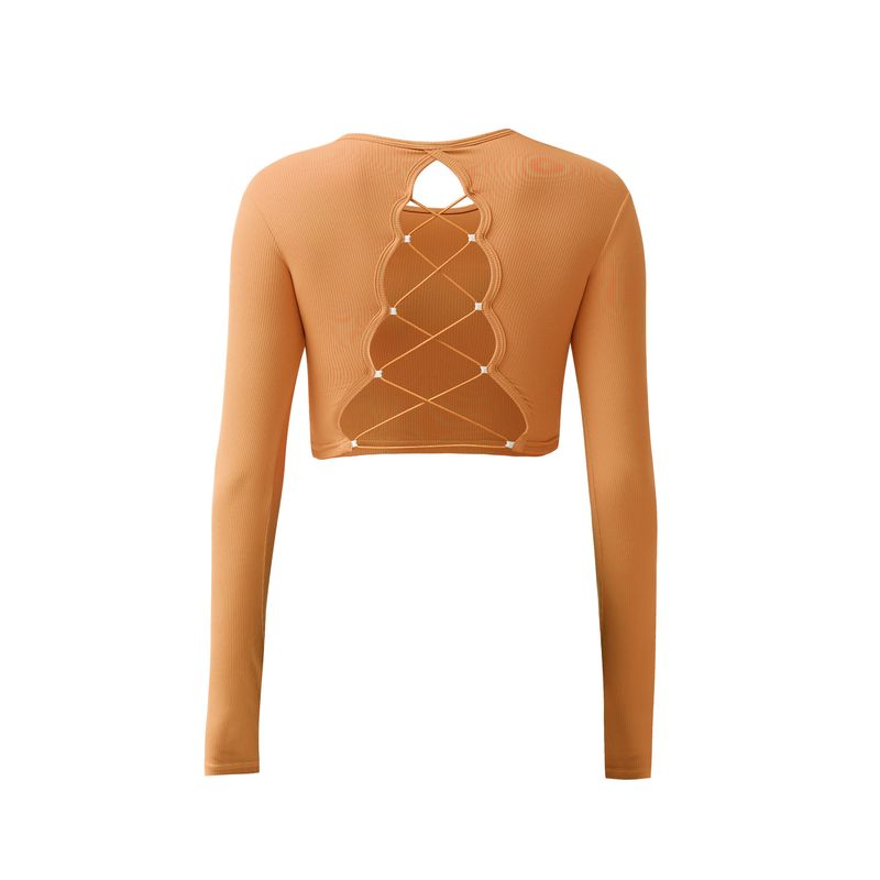 

Йога Вырез на спине Длинный рукав Носимая одежда для тренировок Orange S